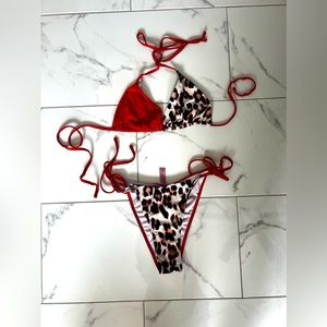 Size XL Cheetah/Red Swimwear